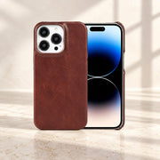 Coque en cuir Marron foncé — présentation premium