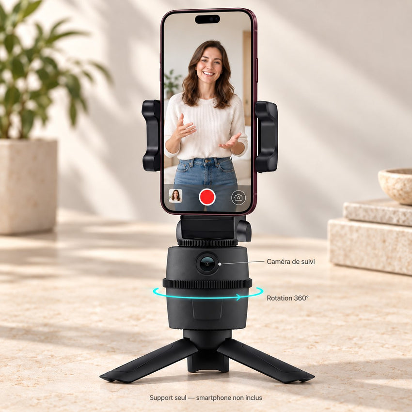 Caméra de suivi du visage et rotation à 360° — smartphone non inclus
