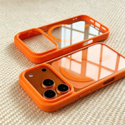 Coque transparente magnétique pour iPhone — Orange