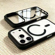 Coque transparente magnétique pour iPhone — Noir