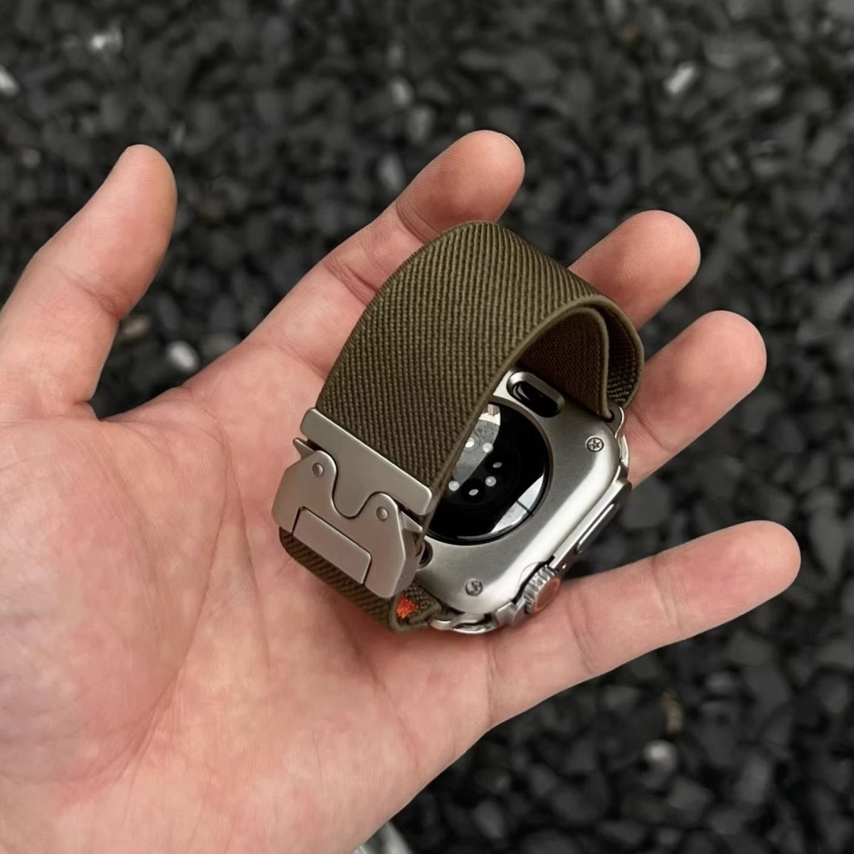 Bracelet en nylon élastique à boucle parachute pour Apple Watch