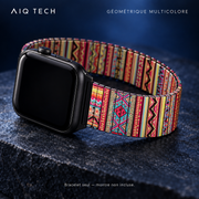 Bracelet extensible acier — géométrique multicolore — mise en scène, montre non incluse