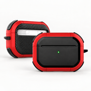 Coque AirPods renforcée rouge, fond blanc