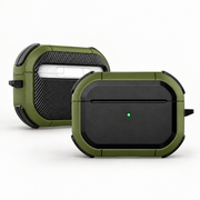 Coque AirPods renforcée vert armée, fond blanc