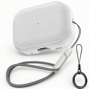 Étui AirPods texturé — Blanc sur fond blanc premium