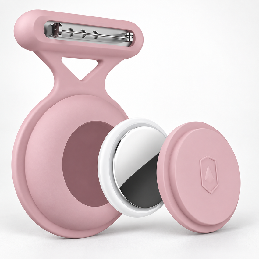 Support AirTag à épingle avec capot rose — AirTag non inclus