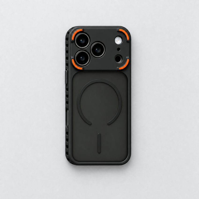 Coque Armor magnétique à dos mat pour iPhone — noir ; téléphone non inclus