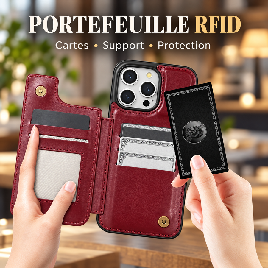 Étui portefeuille magnétique RFID