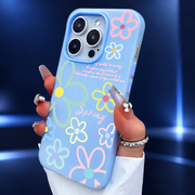 Coque florale pour iPhone — bleu