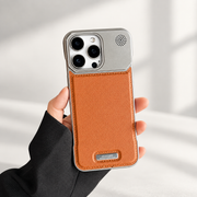 Coque magnétique à finition grainée pour iPhone — camel, téléphone non inclus