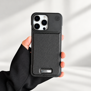 Coque magnétique à finition grainée pour iPhone — noir, téléphone non inclus