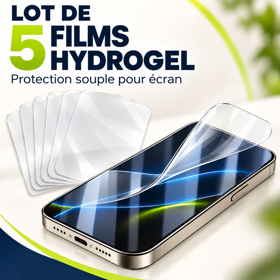 Lot de 5 films hydrogel pour iPhone