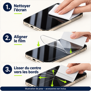 Guide de pose en trois étapes du film hydrogel – accessoires non inclus