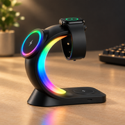 Charger black alone dark desk