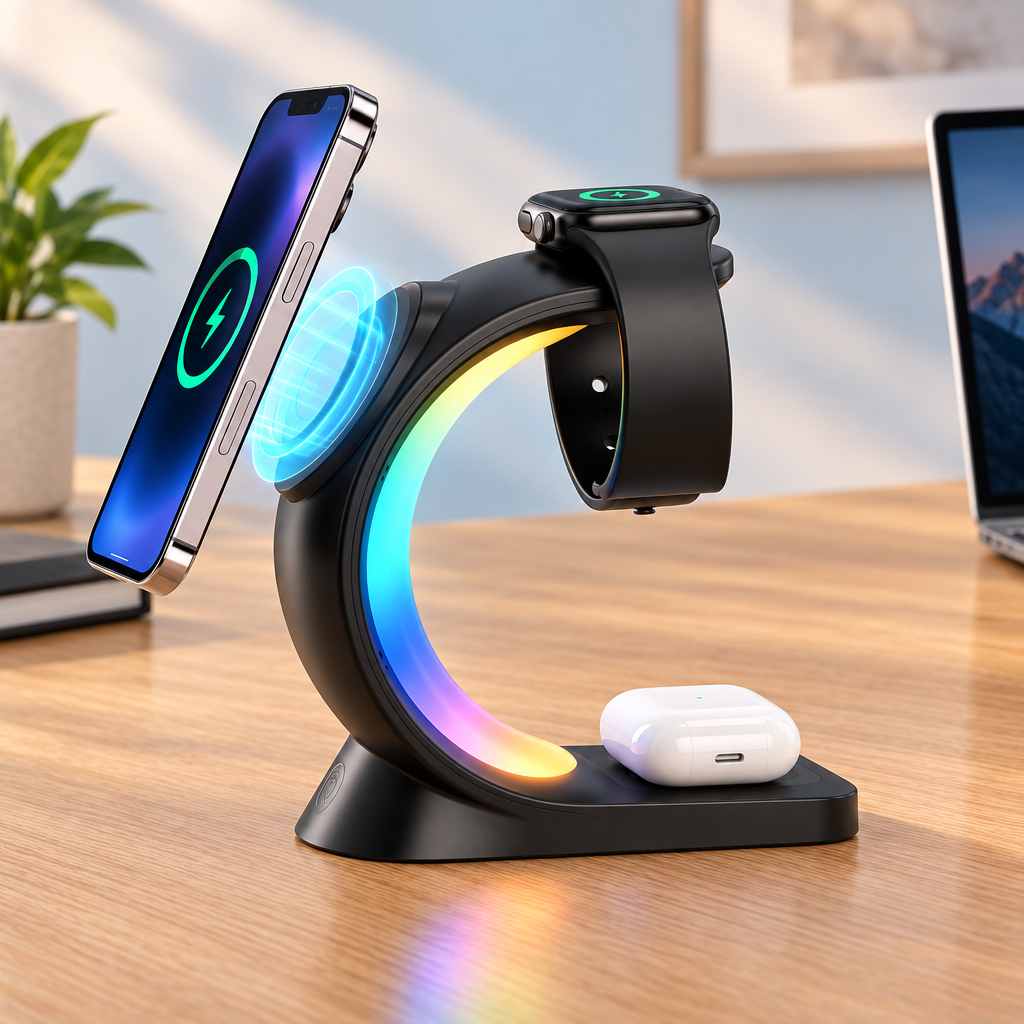 Station de recharge magnétique avec éclairage RGB