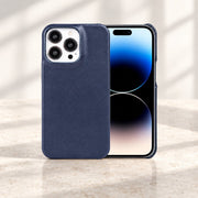 Coque en cuir Bleu — présentation premium