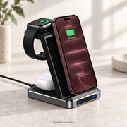 Station de recharge en utilisation — iPhone 18 Pro, Apple Watch et AirPods non inclus