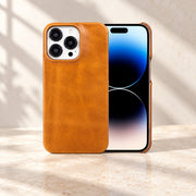 Coque en cuir Jaune — présentation premium
