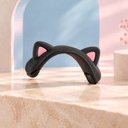 Single black cat ear clip zoomed